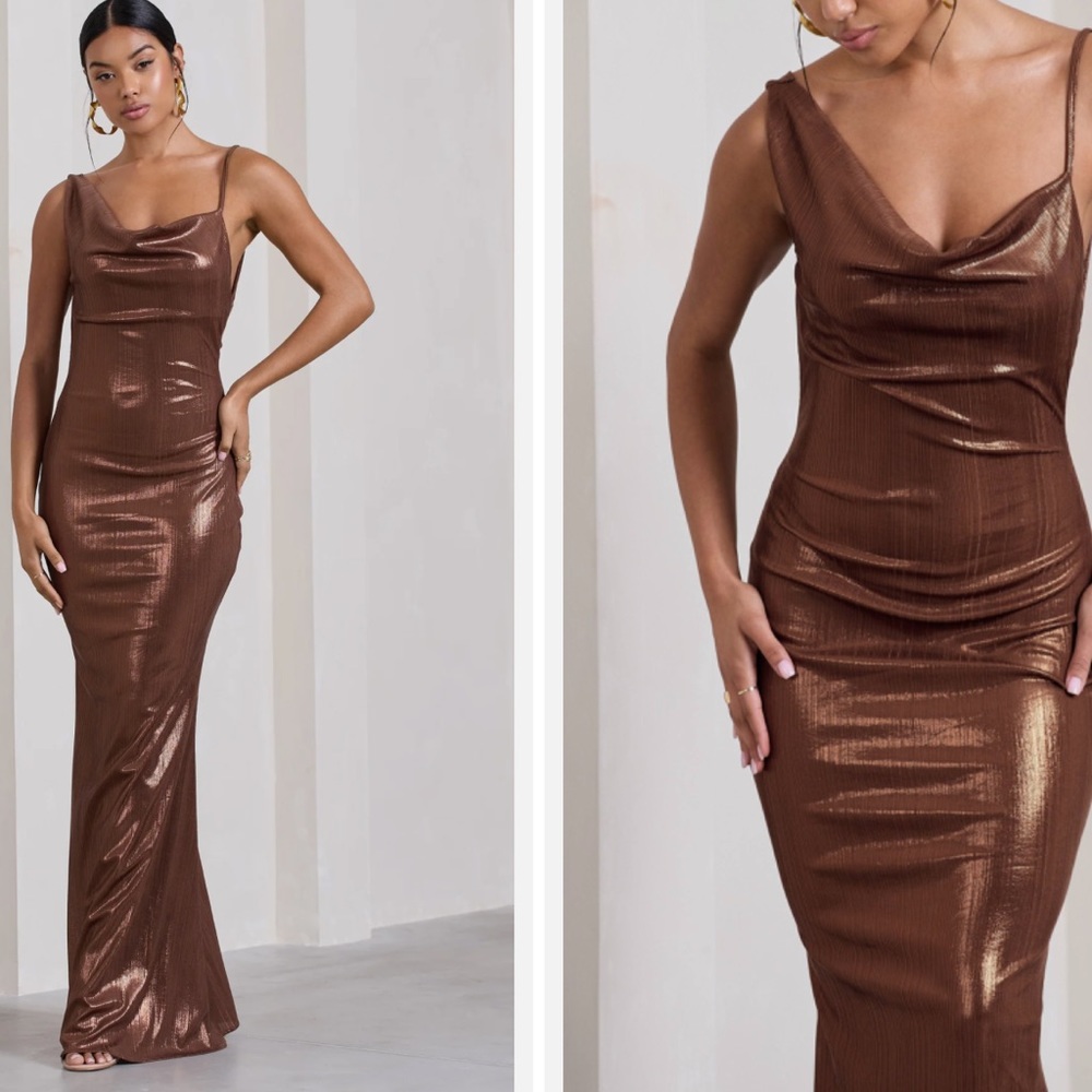 Beautiful Club L London “Galaxy” Shimmer Maxi Dress